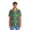 Cat Hiding in the Plants - Blues Greens Yellow - Multi Colors - Men's Hawaiian Shirt