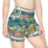 Beach Town with Sailboats - Multiple Beachy Colors - Women's Biker Shorts