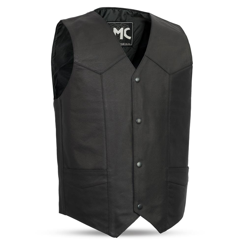 Leather Motorcycle Vest - Men's - Up To Size 8XL - Western - Top Shot - FMM601BM-FM