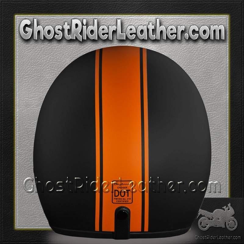 DOT Motorcycle Helmet - Orange Stripe - Open Face - Daytona - DC6-O-DH.