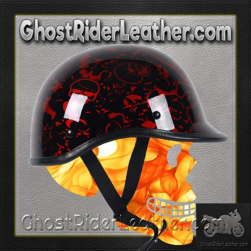 Novelty Motorcycle Helmet - Skull Boneyard Colors - Jockey Polo - BY-POLO-NOV-HI