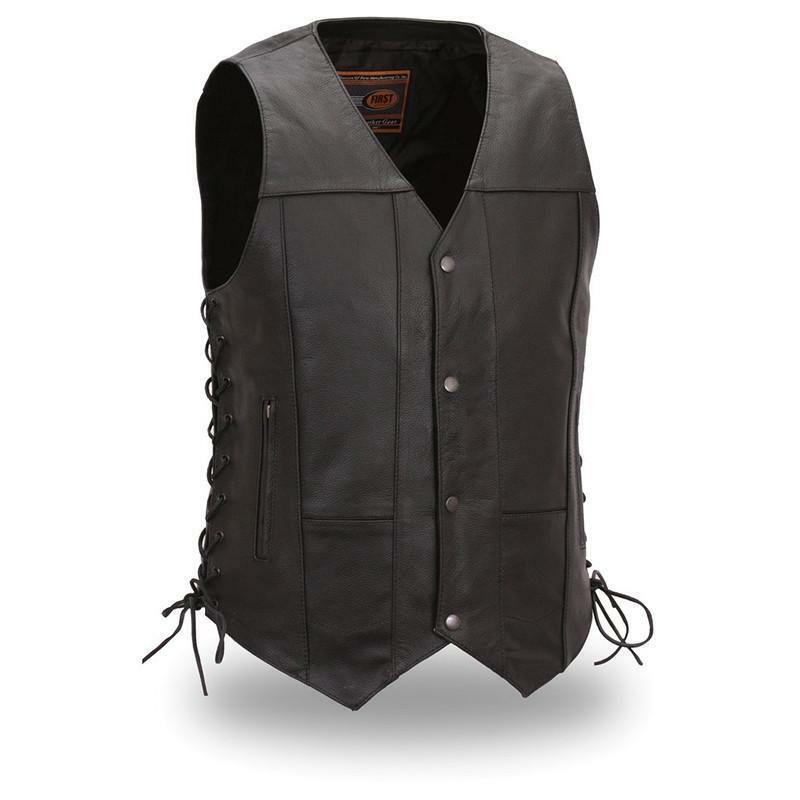 Leather Motorcycle Vest - Men's - Western - Up To 8XL Tall - Top Biller - FIM630CDMT-FM