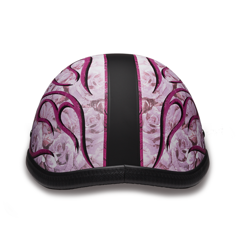Novelty Motorcycle Helmet - Pink Flames - Eagle Shorty - 6002FP-DH