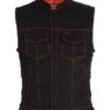 Denim Motorcycle Vest - Men's - Red Stitching - MV97320-ZIP-RTRL-BD-DL