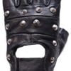 Leather Motorcycle Gloves - Unisex - Studded - Fingerless - GL2010-DL