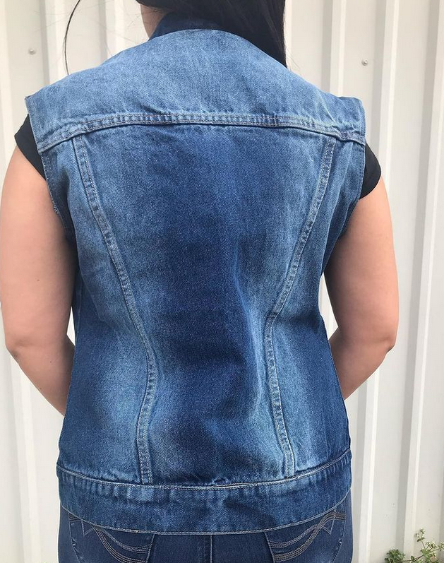 Women's Blue Denim Vest with Rub Off Front and Back - AL2991-AL