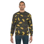 Neon Taco Doodles - Red Green Yellow on Black - Unisex Sweatshirt (AOP)