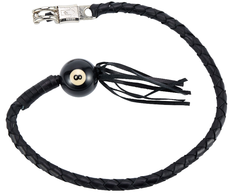 Get Back Whip - Black Leather - 42 Inches Long - With 8 Ball - GBW1-BB-DL