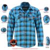 Flannel Motorcycle Shirt - Men's - Up To Size 5XL - Blue and Shaded Black Plaid - DS4683-DS