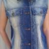 Women's Blue Denim Vest with Rub Off Front and Back - AL2991-AL