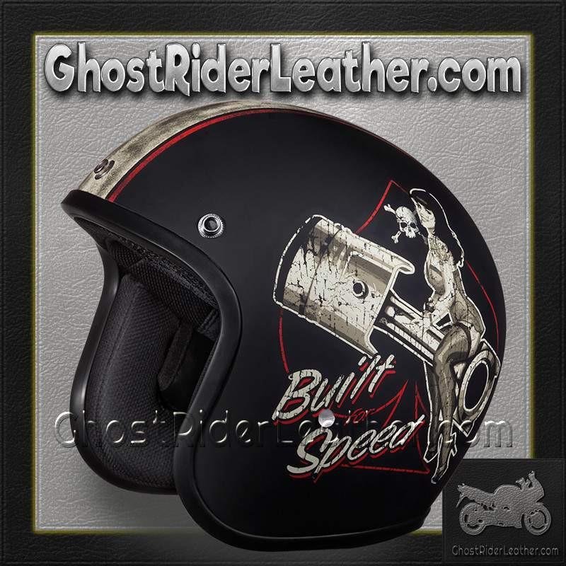 DOT Motorcycle Helmet - Built For Speed - Open Face - DC6-BFS-DH