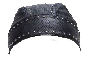 Leather Skull Cap with Studs - Biker Durag - SKU AC007-13-DL