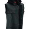 Leather Motorcycle Vest - Men's - Gun Pockets - Hoodie - Up To 12XL - Big and Tall - DS182-DS