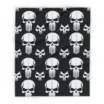White Skulls on Black - 3 Different Sizes - Arctic Fleece Blanket