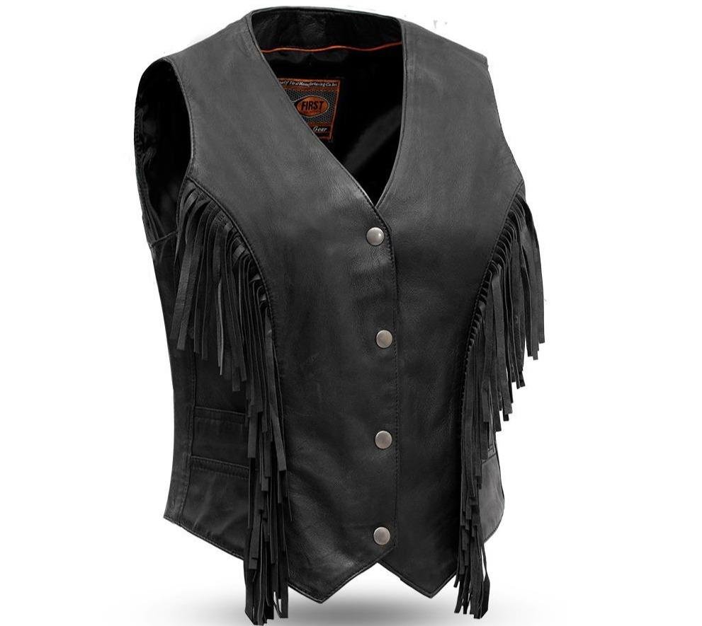 Leather Vest - Women's - Fringe - Apache - FIL572DM-FM