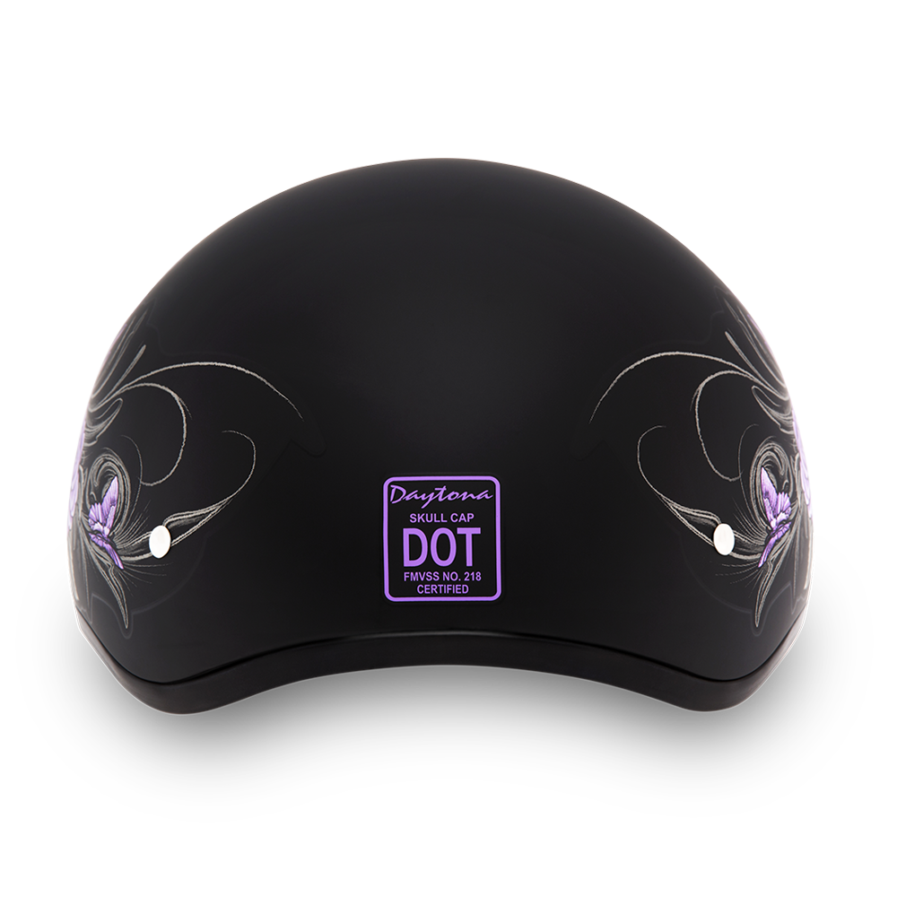DOT Motorcycle Helmet - Purple Wild At Heart - Shorty - D6-WH-DH