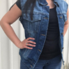 Women's Blue Denim Vest with Rub Off Front and Back - AL2991-AL