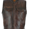 Leather Motorcycle Vest - Men's - Up To Size 60 - Distressed Brown - MR-MV320-PD-18-DL