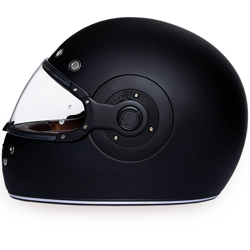 DOT Motorcycle Helmet - Retro Dull Black - Full Face - R1-B-DH