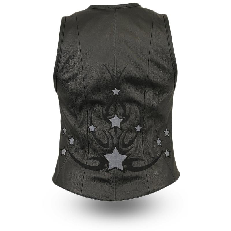 Leather Motorcycle Vest - Women's - Stardom - FIL580CSL-FM