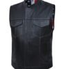 Leather Motorcycle Vest - Men's - Up To 8XL - USA Flag Liner - 6665-USA-UN