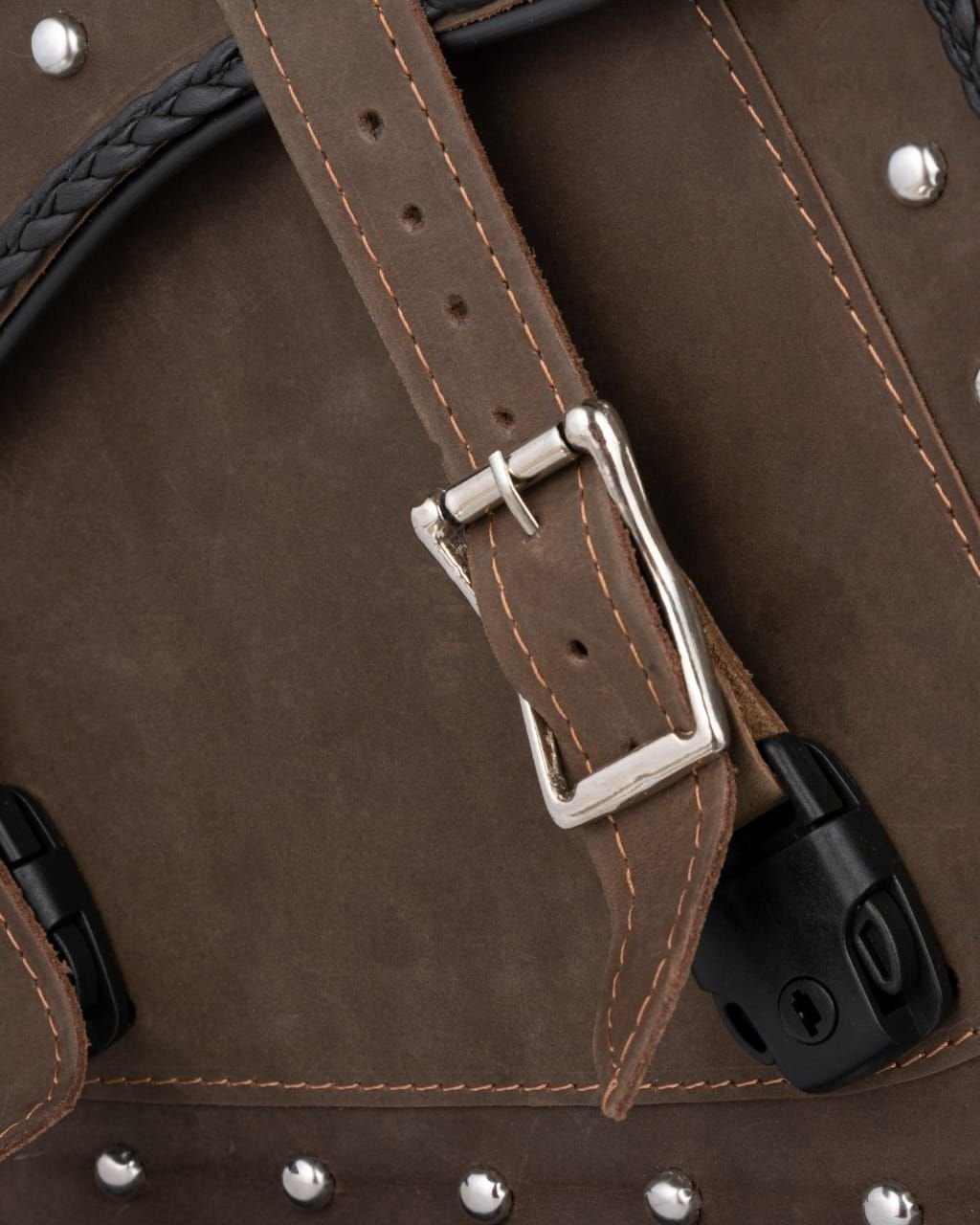 Saddlebags - Leather - Vintage Brown - Studs - Motorcycle Luggage - SD4065-STUD-BRN24-DL