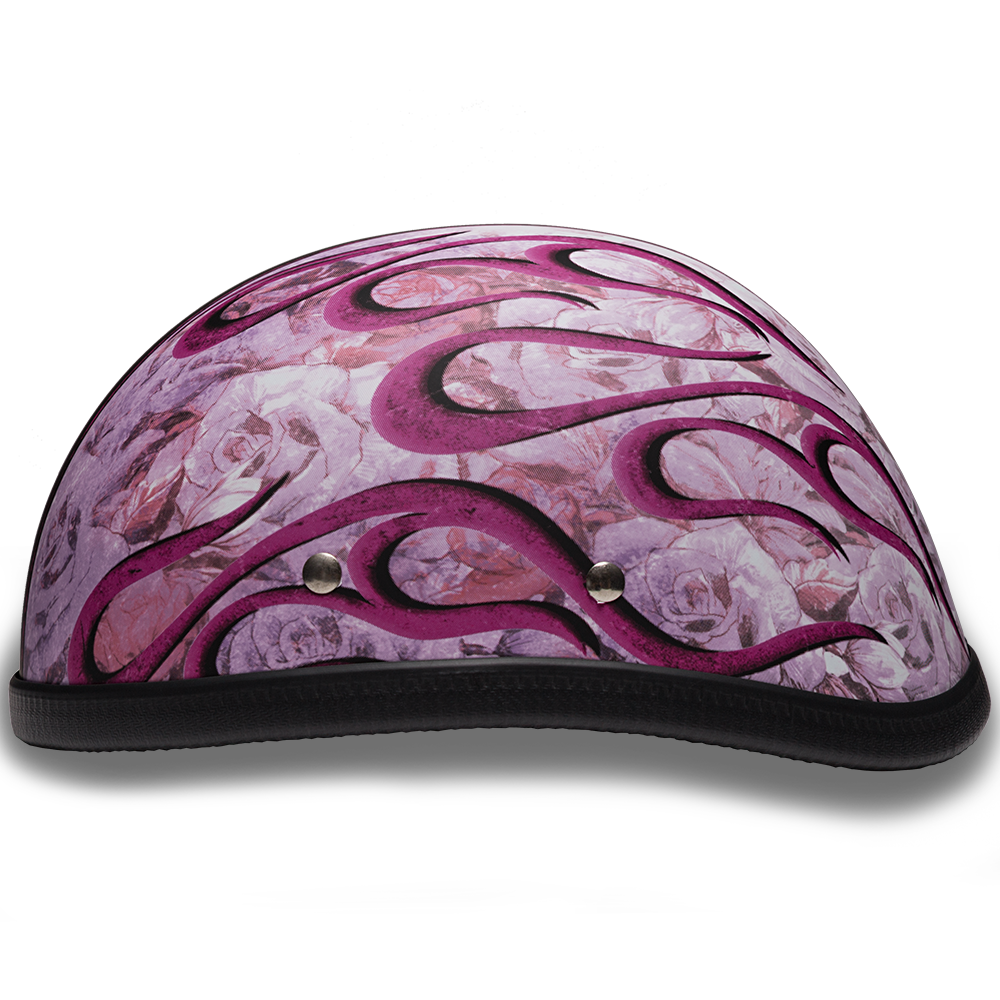 Novelty Motorcycle Helmet - Pink Flames - Eagle Shorty - 6002FP-DH
