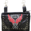 Leather Belt Bag - Red - Wings Design - Handbag - BAG35-EBL8-RED-DL