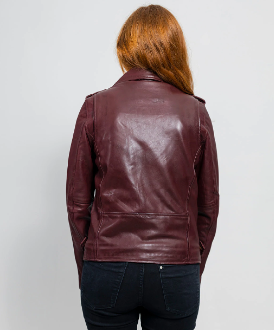 Leather Motorcycle Jacket - Women's - Choice of 5 Colors - Rebel - WBL1390-WB