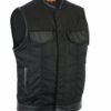 Canvas and Leather Motorcycle Vest - Men's - Gun Pockets - Up To 12XL - DS687-DS