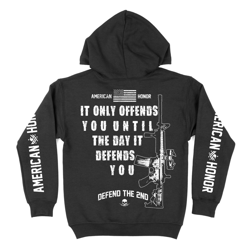 Men's Biker Hoodie - American Honor - Offends You - Defends You - MZ01-DS