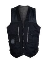 Leather Motorcycle Vest - Men's - Gray - 10 Pocket - MV310-16-DL