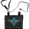 Leather Belt Bag - Teal Blue - Gun Pocket - Tribal Heart Design - Handbag - BAG36-EBL1-TEAL-DL