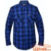 Flannel Motorcycle Shirt - Men's - Black and Blue Plaid - Armor - Up To Size 5XL -TW136-03-UN