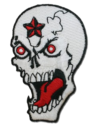 Vest Patches - Skull With Red Eyes and Evil Star Skull - PAT-D597-D598-DL