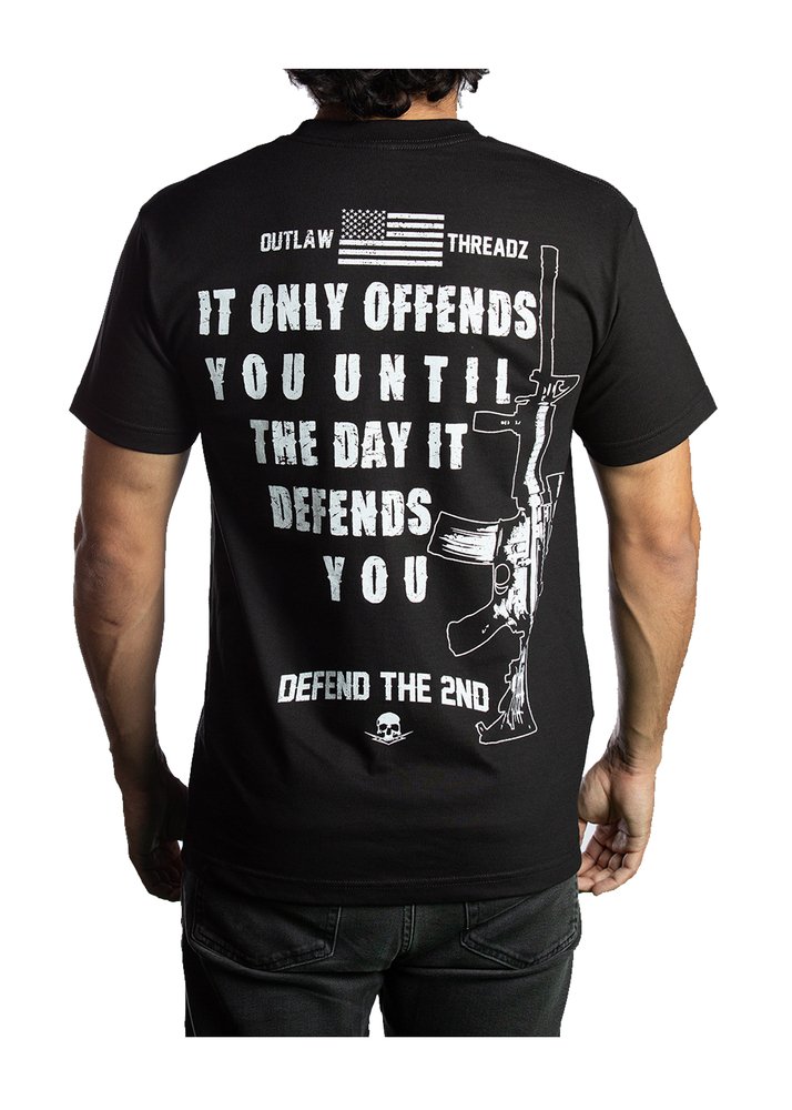 Men's Biker T-shirt - Defend The 2nd - Offends Till Defends- Skull Motorcycle - MT155-DS