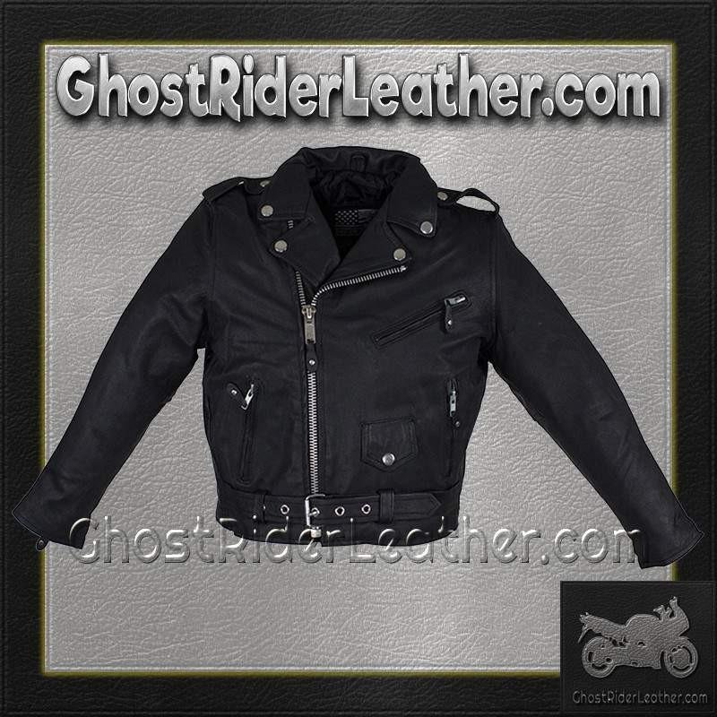 Leather Motorcycle Jacket - Kid's Teens - Biker - KD342-TEEN-DL