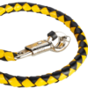 Get Back Whip in Black and Yellow Leather - With White Cue Ball - 42 Inches - Motorcycle Accessories - SKU GBW8-WHITE-BALL-DL