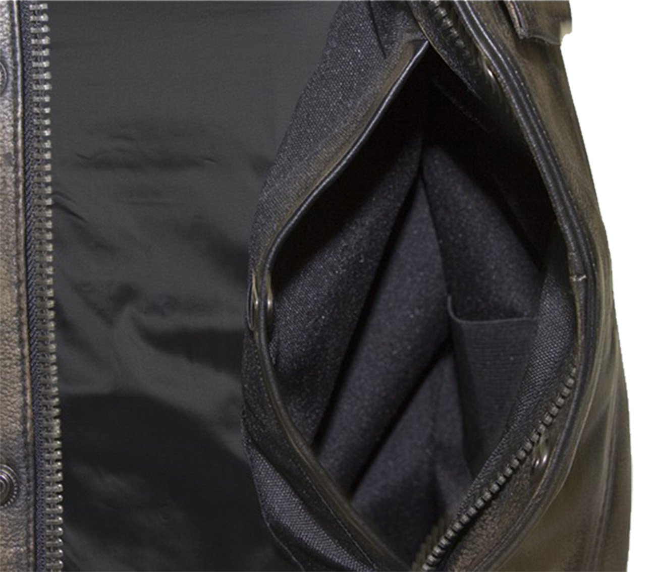 Leather Motorcycle Vest - Men's - Distressed Brown - Club - MV320-ZIP-12-DL
