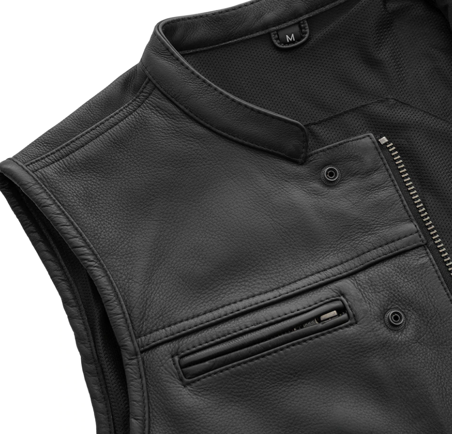 Leather Motorcycle Vest - Men's - Lowrider - Up To 8XL - FIM650CDM-FM