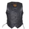 Leather Motorcycle Vest - Women's - Black - Longer - LV221-LONG-DL