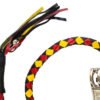 Get Back Whip - Black Yellow and Red Leather - 50" Long - Motorcycle Accessories - GBW19-11L-DL