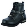 Leather Motorcycle Boots - Women's - Black - Side Zippers - DS9766-DS