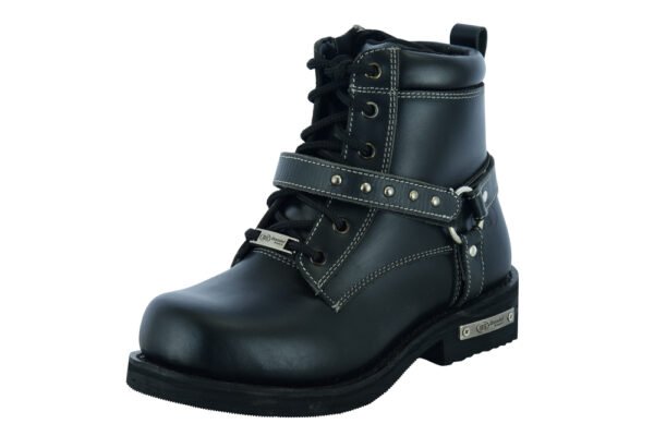 Leather Motorcycle Boots - Women's - Black - Side Zippers - DS9766-DS