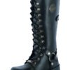 Women's Black Leather 15" Harness Motorcycle Boots - Biker Boots - DS9765-DS