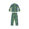 Cat Hiding in the Plants - Blues Greens Yellow - Multiple Colors - Women's Satin Pajamas - PJs