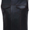 Leather Motorcycle Vest - Men's - Up To 5XL - USA Flag Liner - Red Line - 6669-00-UN