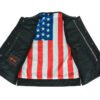 Leather Motorcycle Vest - Men's - USA Flag Liner - Gun Pockets - Up To 8XL - DS155-DS