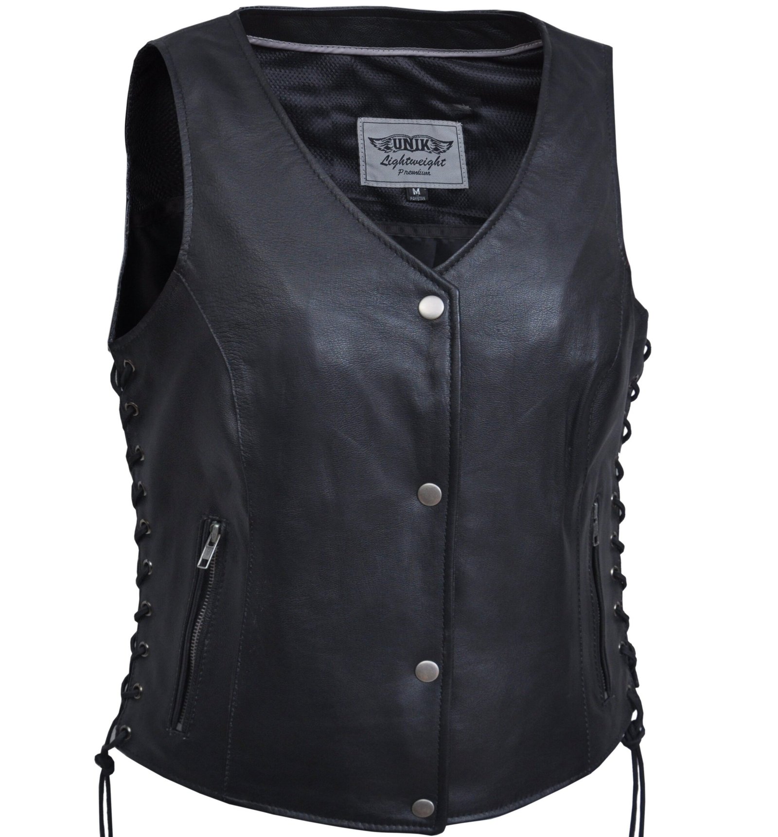 Leather Motorcycle Vest - Women's - Up To Size 8X - Lightweight - 2681-NG-UN