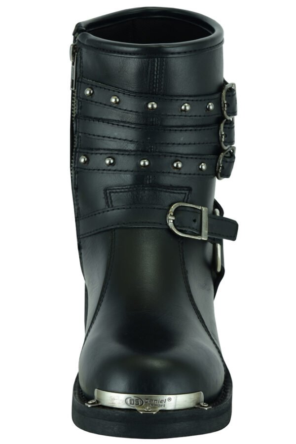 Leather Motorcycle Boots - Women's - Black - Side Zippers - DS9767-DS